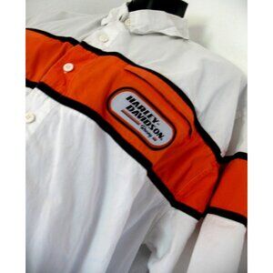 Harley Davidson Men's Button Down Racing Biker Motorcycle Orange Stripe sz XXL.